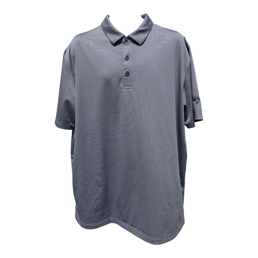 Callaway Shirt Mens XL Gray Thin-Striped OPTI-DRI Embroidered Logo SS Polo Golf